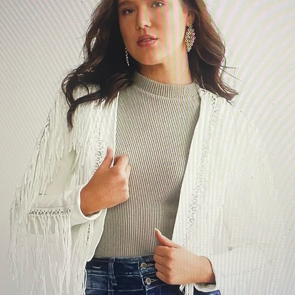 Azalea Wang Jackets & Blazers - Azalea Wang jacket fringe Western sz XL white Elegant NWOT